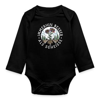 At least better than shit light on dark - Organic Longsleeve Baby Bodysuit - black - Front