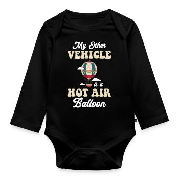 Hot Air Balloon Sky Flame - Organic Longsleeve Baby Bodysuit - black - Front
