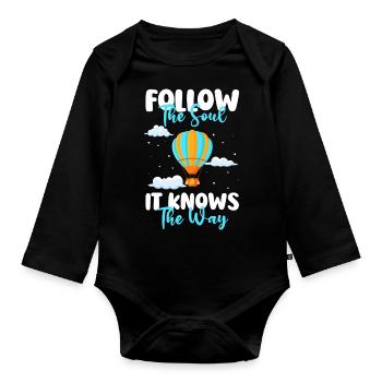 Ballonfahrt Wolken Abenteuer - Baby Bio-Langarm-Body - Schwarz - Vorne