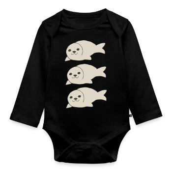 robbe triple - Organic Longsleeve Baby Bodysuit - black - Front