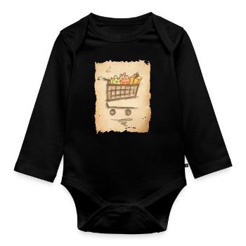 Einkaufswagen mit Geschenken Einkaufstüten - Baby Bio-Langarm-Body - Schwarz - Vorne