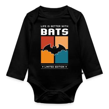 Bats - Baby Bio-Langarm-Body - Schwarz - Vorne