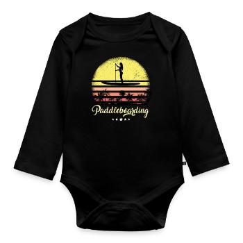 Stand Up Paddle Boarding Vintage Retro Sport - Organic Longsleeve Baby Bodysuit - black - Front