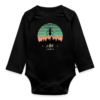 Ant Insect Vintage Retro Animals Sunset - Organic Longsleeve Baby Bodysuit - black - Front