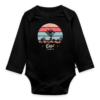 Koralle Tauchen Vintage Retro Tiere Sonnenuntergan - Baby Bio-Langarm-Body - Schwarz - Vorne