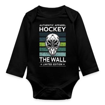 Hockey the Wall - Organic Longsleeve Baby Bodysuit - black - Front