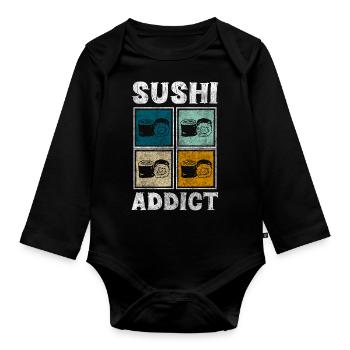 Cuisine japonaise Kawaii Maki - Body Bébé bio manches longues - noir - Devant