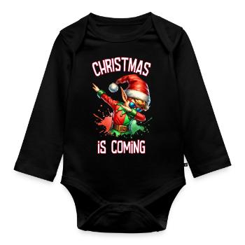Christmas is just around the corner: Merry Christmas - Organic Longsleeve Baby Bodysuit - black - Front