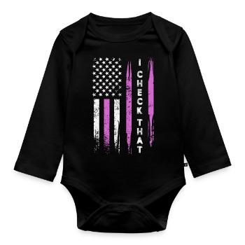 Je vérifie que le drapeau des États-Unis Design pour une infirmière aux États-Unis - Body Bébé bio manches longues - noir - Devant