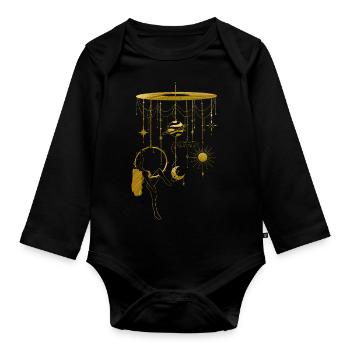 Golden Aerial Art for Free Spirits - Baby Bio-Langarm-Body - Schwarz - Vorne