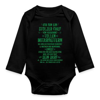 Je suis un patron fier d’excellents employés - Body Bébé bio manches longues - noir - Devant