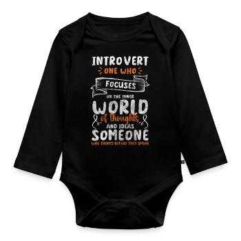 Introvert Reserved Quiet Withdrawn - Organic Longsleeve Baby Bodysuit - black - Front
