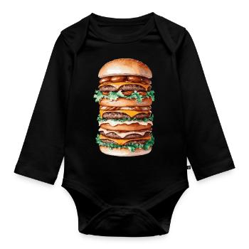 XXL Burger Design – For Real Foodies and Burger-F - Organic Longsleeve Baby Bodysuit - black - Front