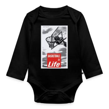 Ball is life - Organic Longsleeve Baby Bodysuit - black - Front