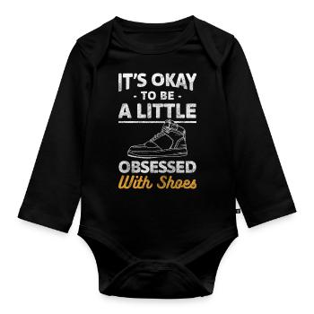 Shoes Wife Sneaker Shopping Addiction - Organic Longsleeve Baby Bodysuit - black - Front