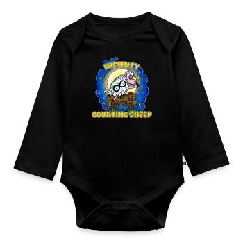 Funny Infinity Counting Sheep Sleepless Nights - Organic Longsleeve Baby Bodysuit - black - Front