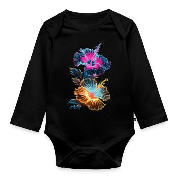 Orchideen für eine Floristin - Baby Bio-Langarm-Body - Schwarz - Vorne