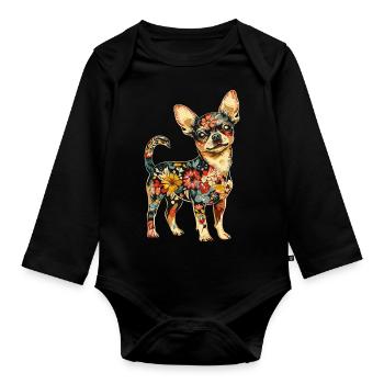 Chihuahua - Baby Bio-Langarm-Body - Schwarz - Vorne