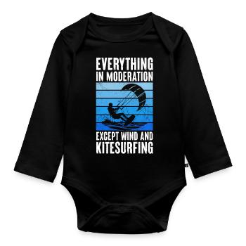 Everything In Moderation Except Wind And - Organic Longsleeve Baby Bodysuit - black - Front
