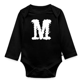 M - Organic Longsleeve Baby Bodysuit - black - Front