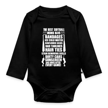 Best Softball Moms - Organic Longsleeve Baby Bodysuit - black - Front