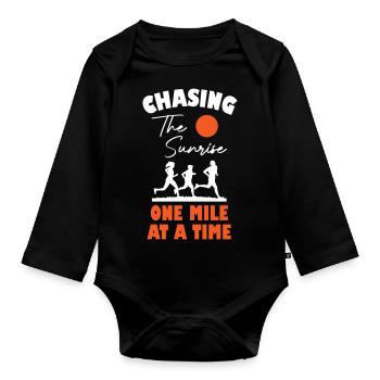 Running Chasing The Sunrise - Organic Longsleeve Baby Bodysuit - black - Front