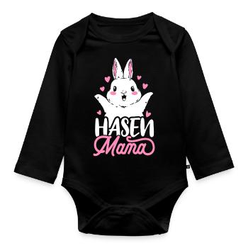 Mom Bunny Mother's Day Gift Easter Bunny Mom - Organic Longsleeve Baby Bodysuit - black - Front