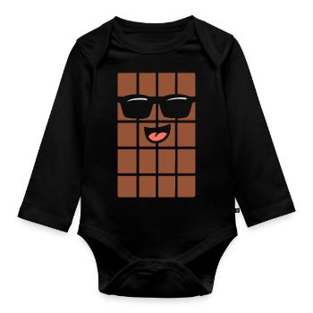 Chocolate - Organic Longsleeve Baby Bodysuit - black - Front