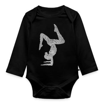 Turnen Gymnastik Handstand Fingerabdruck Mädchen - Baby Bio-Langarm-Body - Schwarz - Vorne