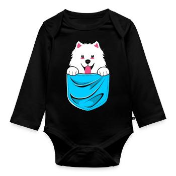 Samojede - Baby Bio-Langarm-Body - Schwarz - Vorne
