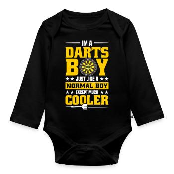 Dart Dartspieler Dartspiel Herren - Baby Bio-Langarm-Body - Schwarz - Vorne