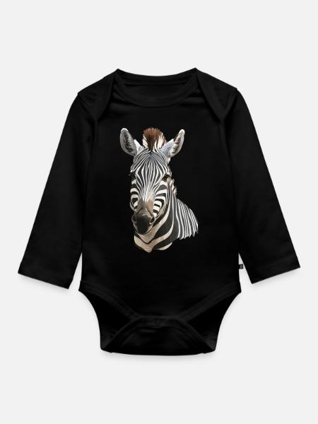 Zebra - Baby Bio-Langarm-Body - Schwarz