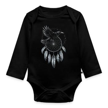 Rabe Cape Krähe Vogel Tier Traum Fänger Goth - Baby Bio-Langarm-Body - Schwarz - Vorne
