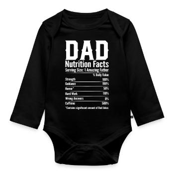 Papa Père Fête des Pères - Body Bébé bio manches longues - noir - Devant