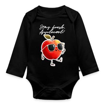 Stay Fresh, Applecool! – Fun Fruit Vibes - Organic Longsleeve Baby Bodysuit - black - Front
