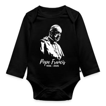 Pape François - Saint-Père - Body Bébé bio manches longues - noir - Devant