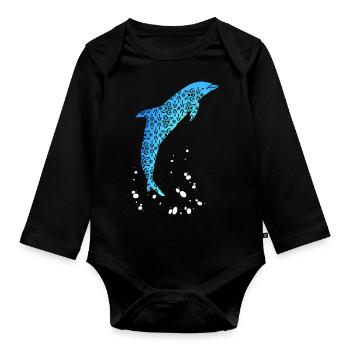 Design Dolphin Dolphins Gift - Organic Longsleeve Baby Bodysuit - black - Front