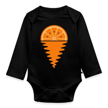 Orange sunset - Organic Longsleeve Baby Bodysuit - black - Front