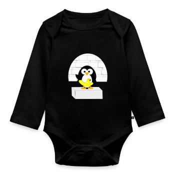 Petit Pingouin de l'Antarctique sur la banquise - Body Bébé bio manches longues - noir - Devant