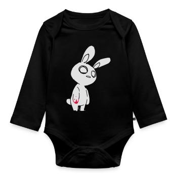 Zombie Hase – Gothic Bunny Halloween Blut Shirt - Baby Bio-Langarm-Body - Schwarz - Vorne