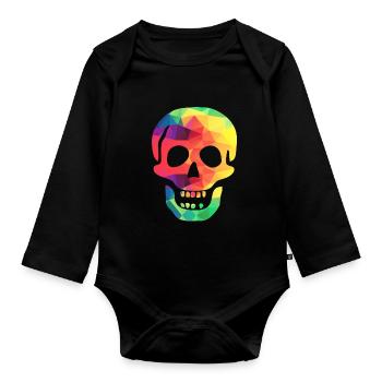Bunter Totenkopf - Baby Bio-Langarm-Body - Schwarz - Vorne
