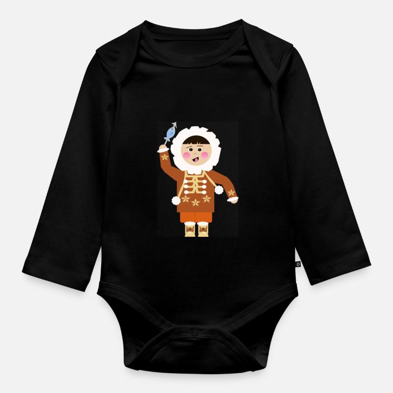 eskimo - Baby Bio-Langarm-Body - Schwarz