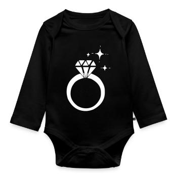 Diamond ring - Organic Longsleeve Baby Bodysuit - black - Front