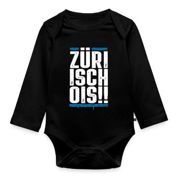 Zürich / Züri isch ois / T-Shirt / Hoodie - Baby Bio-Langarm-Body - Schwarz - Vorne