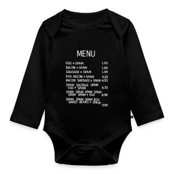 Besonders absurde Speisekarte - Baby Bio-Langarm-Body - Schwarz - Vorne