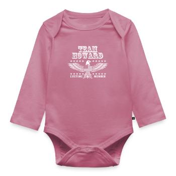 Team Howard Last Name Surname Pride - Organic Longsleeve Baby Bodysuit - mauve - Front