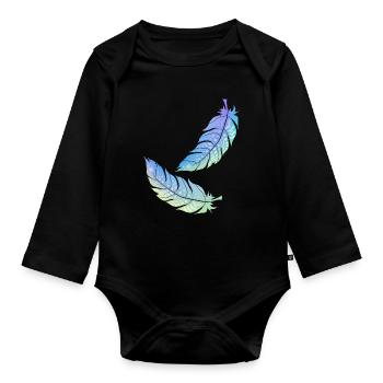 farbige indische Feder - Baby Bio-Langarm-Body - Schwarz - Vorne