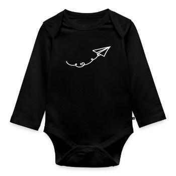 Avion Papier Avion Papier Avion - Body Bébé bio manches longues - noir - Devant