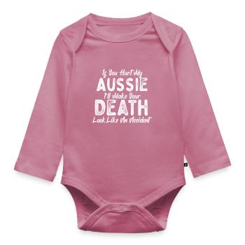 Aussie Lover Dog Love Accidental Death - Organic Longsleeve Baby Bodysuit - mauve - Front