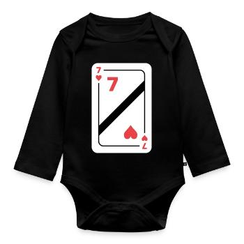 Heart Seven Playing Card Poker Card - Organic Longsleeve Baby Bodysuit - black - Front